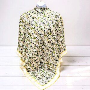 Yves Saint Laurent Scarf Chiffon/Satin Lg 34" 100% Silk Spring green floral  (7